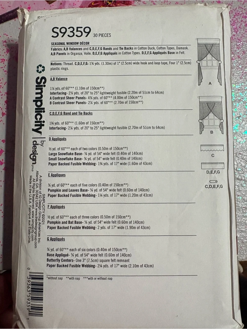 BN UNCUT SIMPLICITY 9359 CURTAINS SEWING PATTERNS
